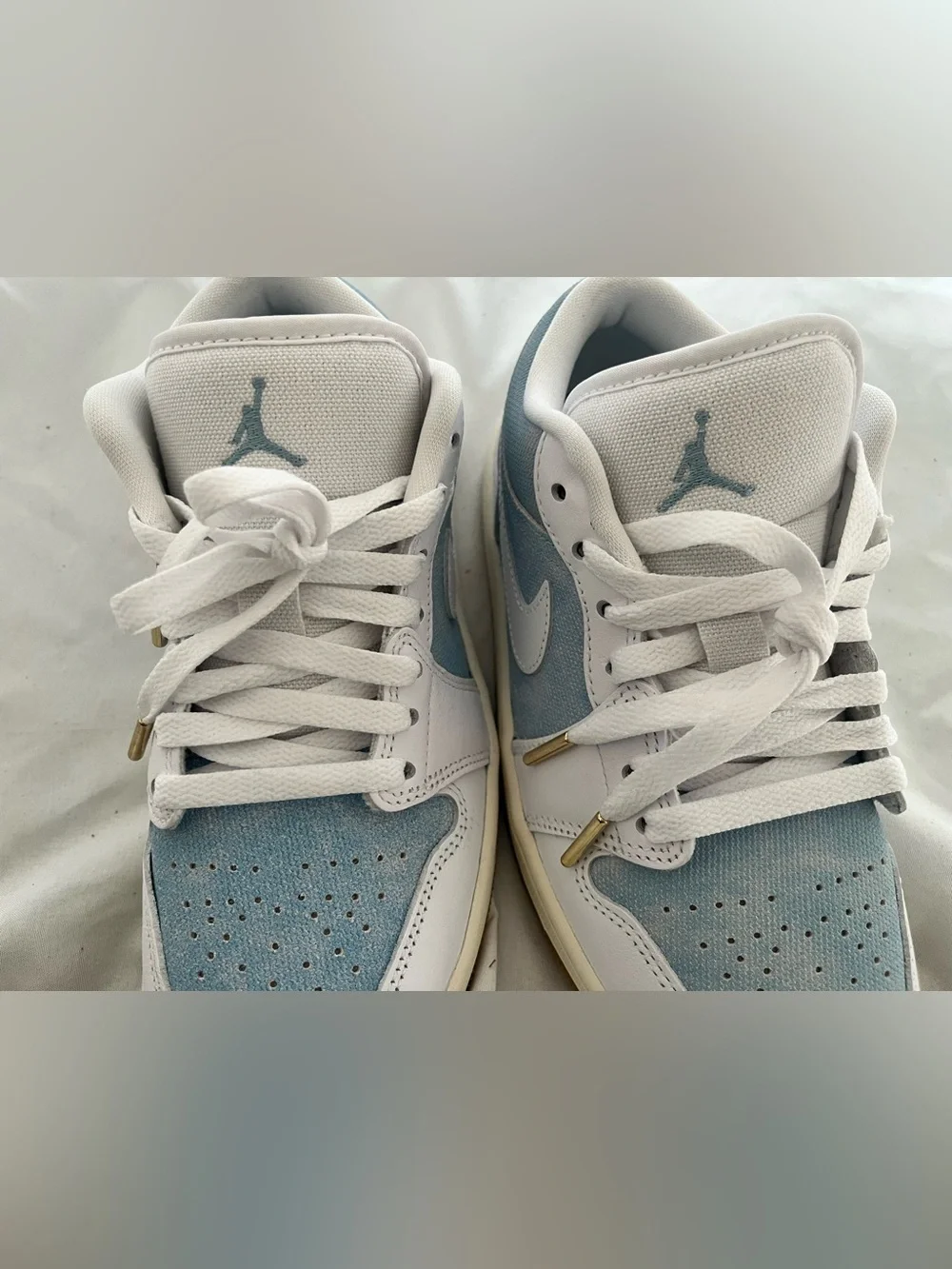 Nike Women’s Air Jordan 1 Low SE - denim/white/gum bottom/gold tip laces